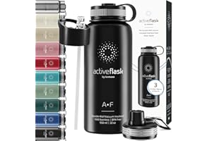 BEMAXX Stainless Steel Water Bottle with Straw & 3 Lids: 1 & 0,5L Leak-Proof BPA-Free Vacuum Insulated ACTIVE FLASK Drinking Bottles Hot Cold: Double Walled Outdoor Drink Thermo Mug Tea Coffee Sport Gym Bike