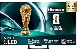 Hisense 50U7Q Fernseher 50 Zoll, 4K Mini LED ULED, Smart TV, Hi-View AI Engine, 144Hz Game Mode Pro, FreeSync Premium, Built in Subwoofer, Dolby Vision IQ Atmos, Airplay, Sprachsteuerung[2025]