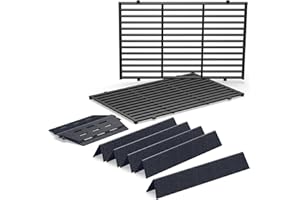 GFTIME 49,5 x 32,5 cm Grillrost Gusseisen & 44,5 cm 7621 Flavorizer Bars & 33,7 cm 7622 Flavorizer Bars Ersatzteile für Weber Genesis E/S-310/320/330 (2007-2016), Ersatz für 7524, 7528, 7621, 7622