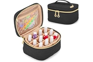 ‎YARWO Yarwo Nagellack Tasche für 12 Flaschen Nagellack (bis zu 15ml), Kosmetiktasche für Nagellack Organizer, Nagellack Aufbewahrungstasche für Nagellack und Zubehör, Schwarz(PATENT ANGEMELDET)