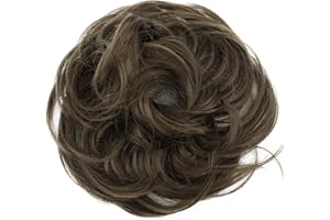 CAISHA by PRETTYSHOP Pedazo De Cabello Peinado De Bola Anillo De Goma Con Pelo Sintético Marrón Ceniza G10B