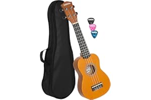 Cascha HH 3964 Yellow Soprano Ukulele with Bag and Plectrums