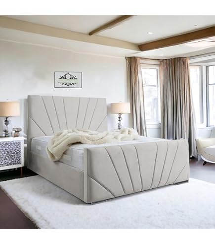 Winged Chesterfield Sleigh Bed Frame Plush Velvet Upholstered Ottoman Gas Lift | UK - View #10
