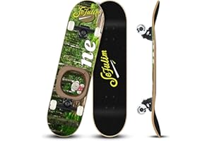 Sefulim 31 x 8 Inch Complete Skateboard 7 Layer Canadian Maple Double Kick Deck Concave Cruiser Trick Skateboard for Boys Girls Teens Adults Beginner