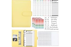 KIHONI Binder Budget Planner - Organizer per soldi con 12 tasche per rilegatura, 12 fogli di budget in tedesco, per etichette, per viaggi, diario e regalo