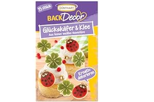 Günthart BackDecor Glückskäfer & Kleeblätter aus feiner weißer Kuvertüre