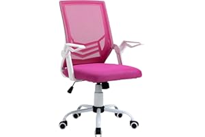 Vinsetto Silla de Oficina Ergonómica Silla Escritorio Giratoria con Altura Ajustable Reposabrazos Abatible Soporte Lumbar Transpirable para Adolescentes Adultos 62,5x55x94-104 cm Rosa