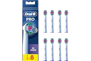 Oral-B Pro 3D White Recambios para Cepillo de Dientes Eléctrico, Pack de 8 Cabezales, Blanco - Originales