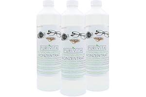 Purivita - limpiador ultrasónico concentrado - limpieza de gafas, joyas, dentaduras postizas, relojes, monedas y otras piezas pequeñas - 3000 ml