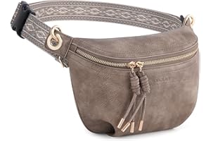 HKCLUF Gürteltasche Damen, Veganes Leder Bauchtasche Damen Stylisch Hüfttasche Umhängetasche mit 2 Riemen Pilzfarbe