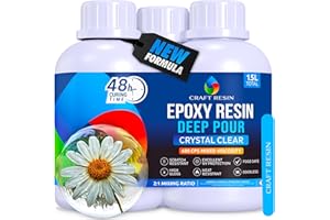 CRAFT RESIN 1.5L Crystal Clear Deep Pour Epoxy Resin Kit - Food Safe & UV Resistant Best for DIY, Art, River Table, Wood, Flower Preservation, Mould Casting Resin Epoxy Kit - for Beginners & Pros