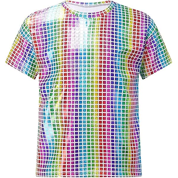 T-shirt Paillettes Carrées Brillant – Manches Courtes – Pour Garçons 2 à 19 Ans, Sport Et Loisir