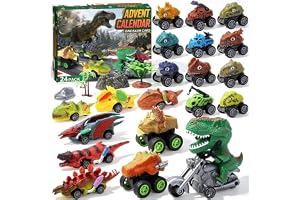 Dinosaurie bil adventskalender 2026 pojkar, flickor | 24-dagars monstertruck jul nedräkningskalender med dino-bilar för pojkar, julpresent till dino-fans