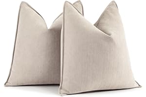ZWJD Beige Kissenbezug 40x40 2er Set Chenille Kissenbezüge Sofakissen Kissenhüllen mit elegantem Design, weiche und luxuriöse dekorative Dekokissen für Couch, Bett und Heimdekoration