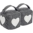 Nicola Spring Mismatched Herringbone Door Stop Set - Decorative Interior Doorstop - 16 x 16cm - Star/Heart - Pack of 2