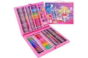 Spardar Art Set for Kids, 168 Pcs Kids Art Set Drawing Kit with Oil Pastels, Crayons, Markers, Watercolor Cake, etc, Art Supplies Gift for Children Beginners Artists