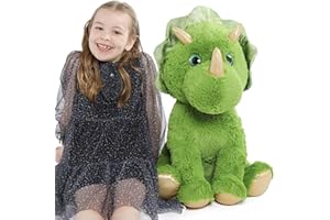 MorisMos Peluche Dinosaurio Grande 62cm, Triceratops Verde Juguete de Peluche Kawaii Suave, Dino Regalo para Bebés Niña Niños Navidad Cumpleaños