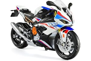 Risopen 1:12 Modello di moto giocattolo compatibile per BMW S1000RR Metallo Die-Cast con modello di moto in plastica, nessun assemblaggio necessario mini regalo per adulti (bianco)