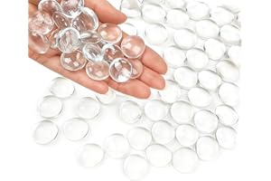 ARSUK galets de verre transparents 80 pcs 17-20 mm 455 g – pierres décoratives pour vase, aquarium, centre de table, mariage, fête, artisanat, DIY, jardin, décor maison, bougies, terrarium