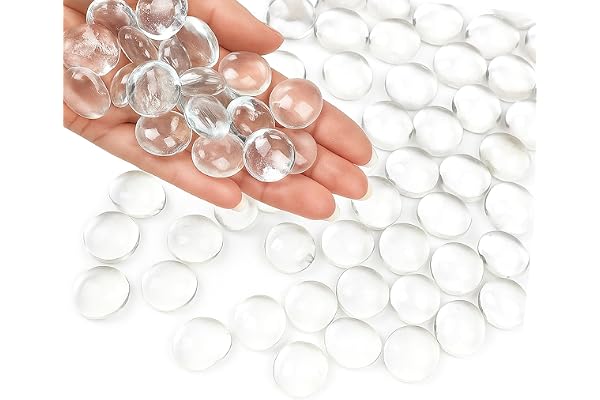 ARSUK galets de verre transparents 80 pcs 17-20 mm 455 g – pierres décoratives pour vase, aquarium, centre de table, mariage, fête, artisanat, DIY, jardin, décor maison, bougies, terrarium