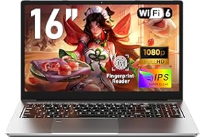 NAIKLULU 16 Pulgadas Pc Gaming Portatil Laptop R7 5825U Procesador (2.0 to 4.5Ghz), 32GB RAM 1TB SSD Gamer Ordenador Portatil, Teclado Retroiluminado/Desbloqueo por Huella/51.97Wh/Tipo-C