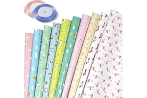 Fogli Di Carta Da Regalo, GuKKK 10 Fogli Carta Regalo e 2 Rotoli di Nastro, Carta Regalo Bambini Uomini Femminili Regali, per Compleanno, Natale, Baby Shower, Feste, Regali Anniversari(70cm x 50 cm)
