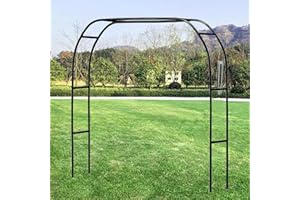 ARtsim 200cm 160cm 120cm 180cm breit Rosenbögen Metall Rankbogen Gartenbogen Rankhilfe Torbogen Rankgitter für Kletterpflanzen Verzinkt Rosenspalier (Color : Schwarz, Size : 350cm x 220cm)