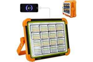 CREATESTAR Projecteur LED Rechargeable Solaire 100W, 10000 Lumens Lampe de Chantier avec 4 Modes Lanterne, Portable Lampe de Travail Étanche USB 12000mAh Batterie pour Camping, Chantier, Garage, Atelier