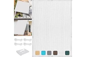SUNLIMEI Toldo Vela de Sombra Transpirable 1.2 x 2.5 m Rectangular Malla Sombreo Toldo Sombra Hdpe Resistente con Cuerda Libre para Patio, Jardín, Terraza, Blanco