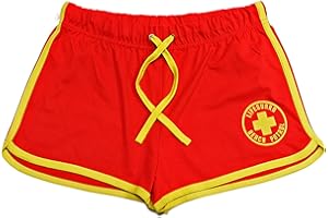 Lifeguardgear Rot/gelbe Rettungsschwimmer-Shorts + gelber Kordelzug.