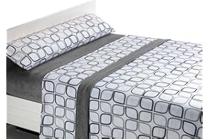 SABANALIA - Juego de sábanas de coralina Spring | 3 Piezas | Funda de Almohada, Bajera Ajustable y sábana encimera | Cama 150 | Color Gris | (Disponible en Varios tamaños y Colores)