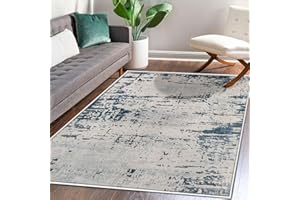 ASIinnsy Area Rugs Abstract Rug Blue Grey Modern Rugs Living Room Short Pile Non-Slip Rug Large Soft Carpet Rugs for Bedroom Home Decor (Abstract Blue, 120 x 160 cm)