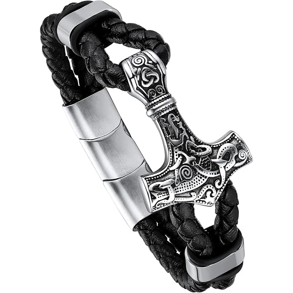 FaithHeart Collier Homme Photo Personnalisé Argent 925 - Pendentif Runes Vikings Avec Chaîne Cuir 40-76 Cm