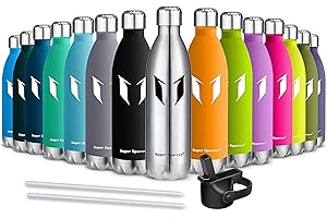 Super Sparrow Gourde Isotherme - Bouteille Isotherme - 350ml/500ml/750ml - Bouteille d’Eau isolée sans BPA + Paille (2 Bouchons)- Anti-Fuite Gourde INOX pour Sport, Gym, Voyage, Randonnée, Enfant