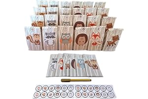 N NUEVAS IDEAS Bolsas de chuches para cumpleaños - regalo infantil - 24pcs de Bonitas, con animales en relieve 3D y pegatinas.