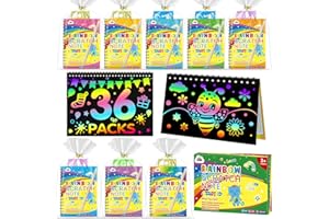 ZMLM 36 Scratch Art Bambini Libri da attività Disegno, Fogli Arcobaleno da Grattare Craft Notebook con 38 Stilo, 36 Stencil, Scratch Painting Paper Set Regalini per Gadget Compleanno Bambini