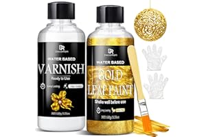 DECORROM Pittura Dorata Liquida 200ml - Kit Effetto Foglia Oro Super Lucido e Rapido Asciugante - Finitura a Specchio con Vernice - Atossica, Impermeabile per Mobili, Legno, Artigianato, Resina, DIY