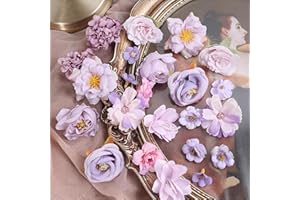 HNLMZ Fiori Finti Artificiali Teste,24 Pezzi Fiore Decorativo Multicolore Simulazione,Mini Fiori Finti Seta,Teste di Fiori Artificiali Decorazioni per Decorazioni da Giardino, Matrimoni e Feste(Viola)