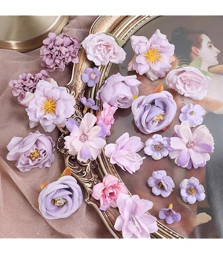 Csirnto Fleurs Artificielles 42 Pièces Mini Artificiel Fleurs en Soie 4