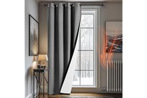 Deconovo Thermal Door Curtains for Winter - 84 Inch Drop, Blackout Curtain with Thick Microfiber Lining, Double Layer Reduce Draught Windproof for Door, 52 x 84 Inch, Light Grey, 1 Panel