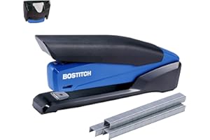 Bostitch Executive - Cucitrice 3 in 1, include levapunti integrato, pinzatura con un dito, senza sforzo, capacità di 20 fogli, pinzatrice a molla, colore: blu navy