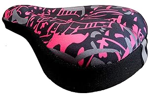 Kamay's 100% Gel Bike Seat Cover/Bicycle Saddle Cushion with Non-Slip Pads with Reflective Warning Strip | Extra Padded Comfort for Road Mountain Or Spinning Class Cycling-Camouflage Color Black Rose