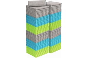 AIDEA Lot de 100 Chiffons de Nettoyage en Microfibre, Torchons Lavette Microfibre Ménage Plus Doux, Plus Absorbants, Non Pelucheux, pour Maison, Cuisine, Voiture, Cenêtres e Vitre 30 x 30cm