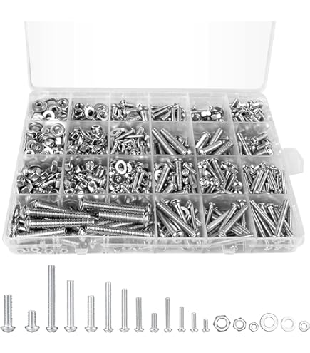 M3 Kit De 250pcs Assortiment Vis Boulon Douille Hexagonale Tête Fraisée Plate/Bombée/Cylindrique Six Pans Creux En Acier D'Alliage Avec Ecrous, M3 X