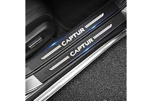 RIDGOEL 4 Pezzi Protezione Battitacco per Auto, per Renault Captur Soglie Porte Adesivo per Battitacco in Fibra di Carbonio Protezioni per Davanzali per Porte Auto Captur