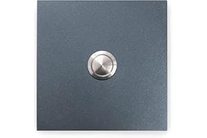 KTC-Home Sonnette de porte de qualité supérieure - Anthracite - Bouton poussoir bombé - Dimensions : 9 x 9 cm - RAL 7016 - Résistant aux UV et aux intempéries - Revêtement par pulvérisation