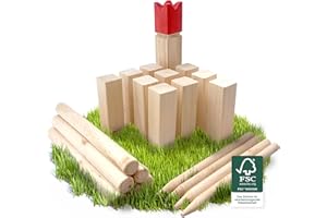 Ocean 5 Kubb - Original Wikinger Wurfspiel - Premium FSC® Holzspiel im Stoffbeutel mit massiven Figuren - Schwedenschach Holz Outdoor Spiel Wurf Schach Spiele