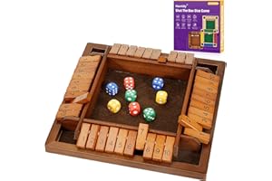 Havnidy Shut The Box gra planszowa, drewniana gra stołowa dla 4 graczy, klasyczna gra w kostkę, gra podróżna, tradycyjna drewniana gra w kości do knajpów, świetne gry planszowe dla całego świata