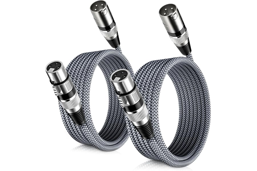 Elebase 2 Stuks Microfoon Kabel 9M,XLR Naar XLR Microfoonkabel(Grijs)