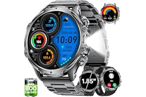 LIGE Męski smartwatch z latarką LED / 800 mAh, 1,85 cala, inteligentny zegarek z połączeniem Bluetooth, IP68, wodoodporny, 110 trybów sportowych pulsometr SpO2 i uśpienia dla systemu Android iOS